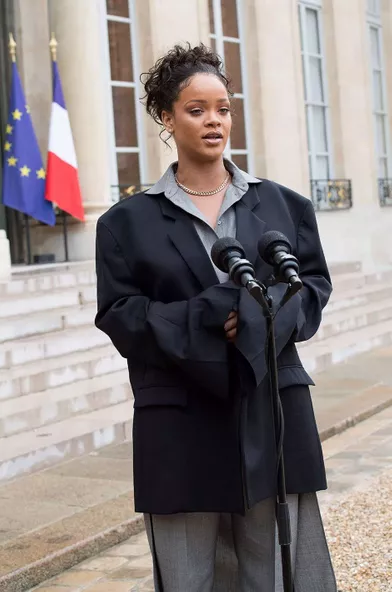 Rihanna lors de sa visite à l'Elysée, le 26 juillet 2017.