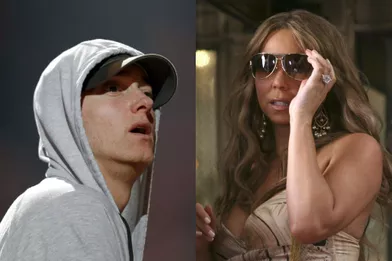 De l’amour à la haine ? En 2009, Eminem affirmait dans sa chanson «Bagpipes from Baghdad», avoir eu une liaison avec Mariah Carey quelques années plus tôt.Ce qui avait suffi à mettre la diva dans une colère noire : sans le savoir, le rappeur, qui est coutumier des critiques dans ses chansons, venait de déclencher la guerre… en musique.La chanteuse avait riposté via son single, «Obsessed» (obsédé), dans lequel elle imite le Slim shady –en revêtant un sweat à capuche et un jogging- pour ensuite lui répondre, avec une plastique parfaite : «Pourquoi es-tu à ce point obsédé par moi ? Pourquoi tu mens en disant avoir couché avec moi ? (…) Tu délires ( …) tu perds la tête (...) Tu as dû fumer trop d’herbe...» ou encore «Pourquoi tu perds ton temps ?».Il ne fallait évidemment pas compter sur le «rappeur blanc» pour baisser les armes. Dans une chanson intitulée «Warning» (avertissement), Eminem redoublait de violence, à l’égard de sa soi-disant ex-maîtresse. «Je suis obsédé maintenant? Salope, ferme ta gueule avant que je balance tous ces relevés de téléphone. (...) Tu devrais arrêter de mentir si tu ne veux pas que Nick [Cannon, le mari de Mariah, ndlr] le découvre», menaçait-il.