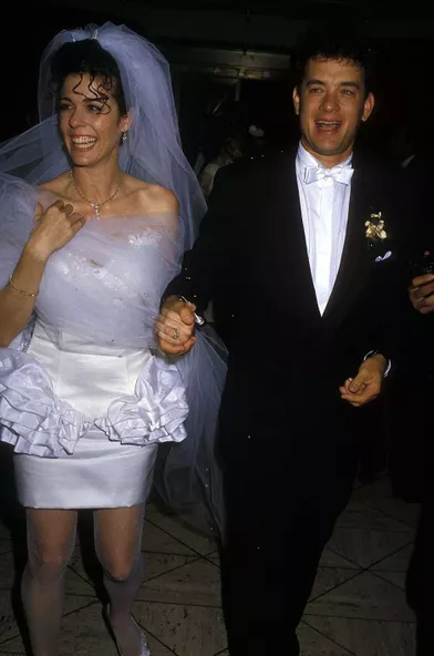 Rita Wilson et Tom Hanksle jour de leur mariage à Los Angeles le 30 avril 1988