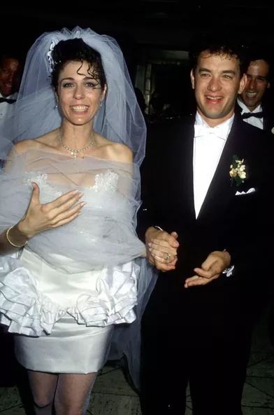 Rita Wilson et Tom Hanksle jour de leur mariage à Los Angeles le 30 avril 1988