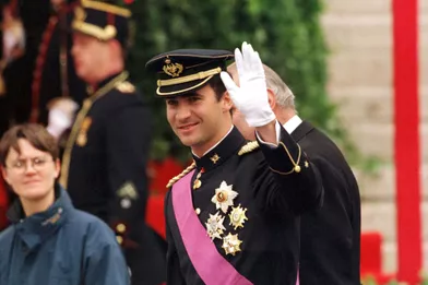 Le prince Felipe d'Espagne, à Bruxelles le 4 décembre 1999