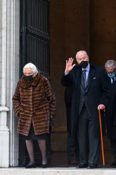 L'ex-reine Paola et l'ex-roi des Belges Albert II suivis du prince Laurent de Belgiqueà Bruxelles, le 15 novembre 2021