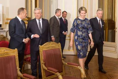La reine Mathilde et le roi des Belges Philippe au Palais royal à Bruxelles, le 11 janvier 2019