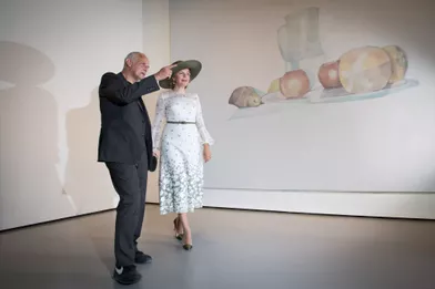 La reine des Belges Mathilde avec Luc Tuymans à Venise, le 6 septembre 2019