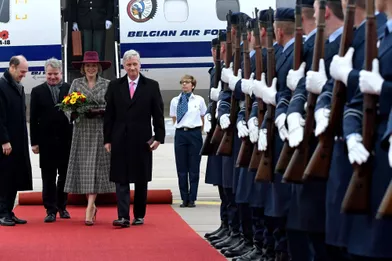 La reine Mathilde et le roi des Belges Philippe arrivent à Berlin, le 23 novembre 2018