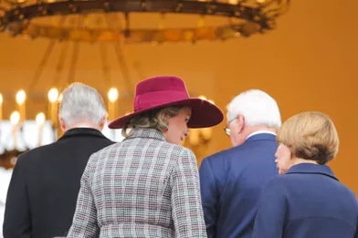 La reine Mathilde et le roi des Belges Philippe avec le couple présidentiel allemand à Berlin, le 23 novembre 2018