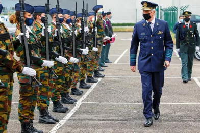 Le roi des Belges Philippeà l'aéroport militaire de Melsbroek, le 23 juin 2021