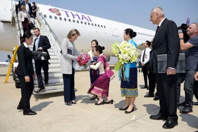 La reine Mathilde de Belgique à son arrivée à Vientiane au Laos le 20 février 2017