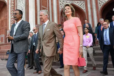 La reine Mathilde et le roi des Belges Philippe à Agra en Inde, le 6 novembre 2017