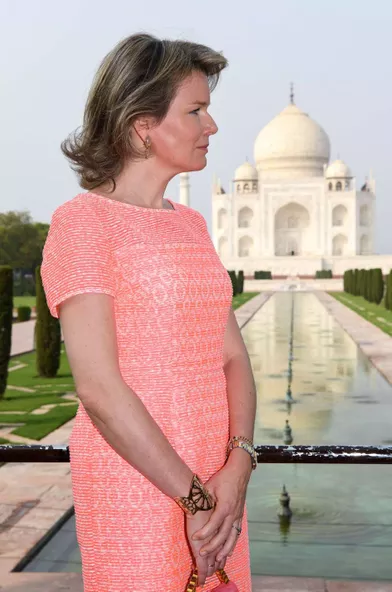 La reine Mathilde de Belgique à Agra, le 6 novembre 2017