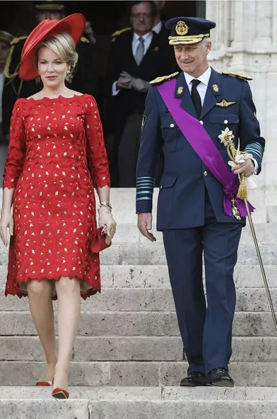 La reine des Belges Mathilde à Bruxelles, le 21 juillet 2018