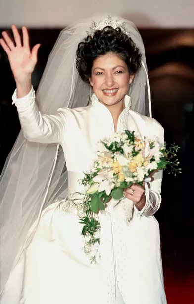 Alexandra Manley, le jour de son mariage avec le prince Joachim de Danemark à Frederiksborg, le 18 novembre 1995