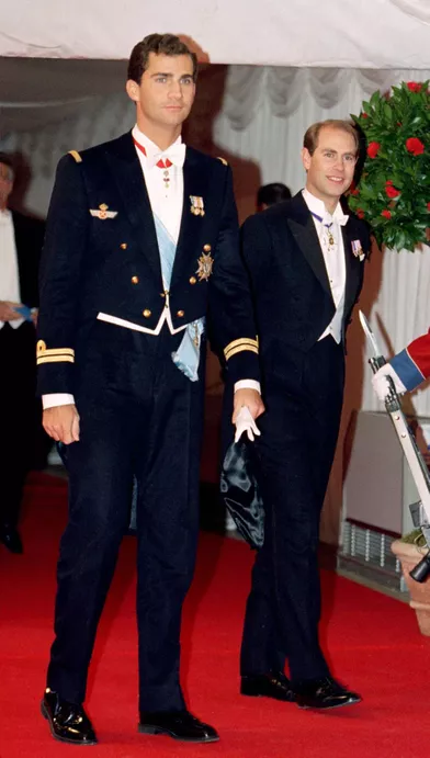 Le prince héritier Felipe d'Espagne et le prince Edward d'Angleterre à Frederiksborg, le 18 novembre 1995