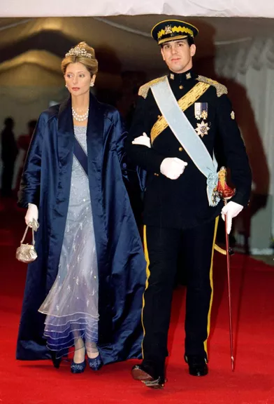 Le prince Pavlos de Grèce, cousin du marié, et la princesse Marie-Chantal à Frederiksborg, le 18 novembre 1995