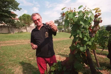 Le prince Henrik de Danemark dans son domaine viticole du château de Cayx, le 17 septembre 1997