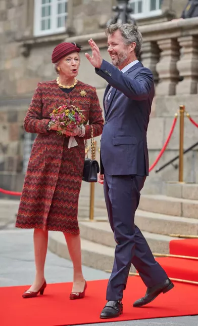 Le prince héritier Frederik de Danemark et sa tante la princesse Benedikte,à Copenhague le 6 octobre 2021