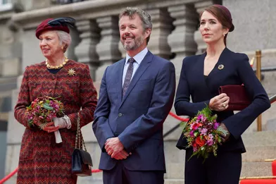 La princesse Benedikte, le prince Frederik et la princesse Mary de Danemarkà Copenhague le 6 octobre 2021