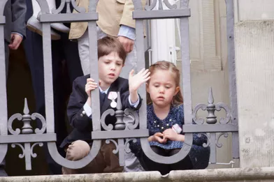 Le prince Henrik de Danemark avec sa cousine la princesse Josephine, le 16 avril 2015