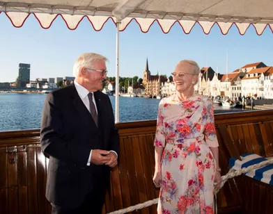 La reine Margrethe II de Danemark et le président allemand sur le Danneborg, le 13 juin 2021