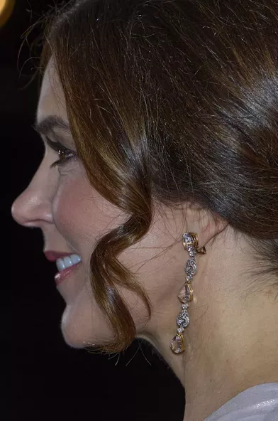 Les boucles d'oreille de la princesse Mary de Danemark à Fredensborg, le 26 octobre 2021