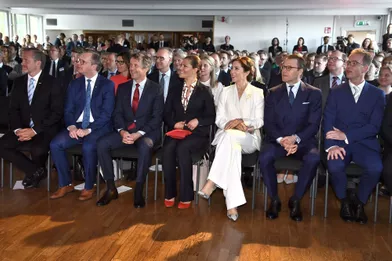 La princesse Mary et le prince Frederik de Danemark avec la princesse Victoria de Suède et le prince consort Daniel à Stockholm, le 29 mai 2017