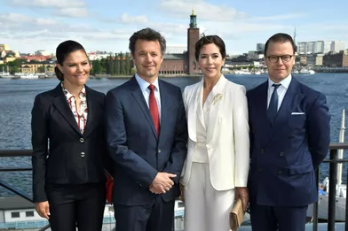 La princesse Mary et le prince Frederik de Danemark avec la princesse Victoria et le prince Daniel de Suède à Stockholm, le 29 mai 2017