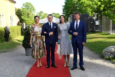 La princesse Mary et le prince Frederik de Danemark avec la princesse Victoria et le prince Daniel de Suède à Stockholm, le 29 mai 2017
