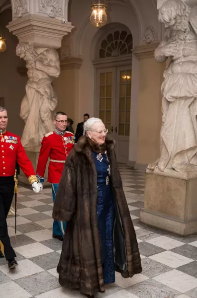 La reine Margrethe II de Danemark au château de Christiansborg à Copenhague, le 3 janvier 2017