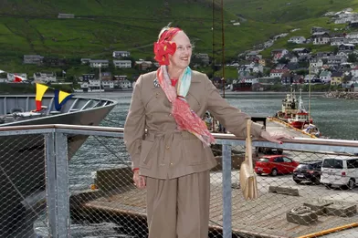 La reine Margrethe II de Danemark à Fuglafjørðurdans les îles Féroé, le 16 juillet 2021