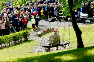 La reine Margrethe II de Danemark àFuglafjørðurdans les îles Féroé, le 16 juillet 2021