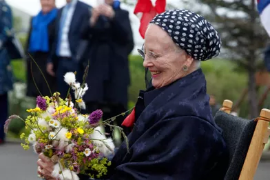 La reine Margrethe II de Danemark sur l'île deSvínoydans les îles Féroé, le 17 juillet 2021