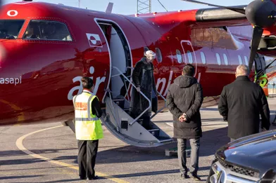 La reine Margrethe II du Danemark à son arrivée àIlulissat au Groenland, le 8 octobre 2021