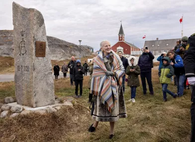 La reine Margrethe II du Danemark à Nuuk, capitale du Groenland, le 10 octobre 2021