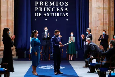 Cérémonie de remise des Prix Princesse des Asturies 2020 à Oviedo, le 16 octobre 2020