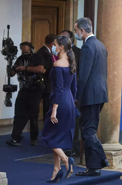 La reine Letizia et le roi Felipe VI d'Espagne, le 16 octobre 2020 à Oviedo​