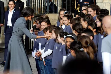 La reine Letizia d'Espagne à Oviedo, le 17 octobre 2019