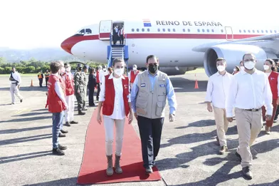 La reine Letizia d'Espagne à son arrivée au Honduras, le 14 décembre 2020
