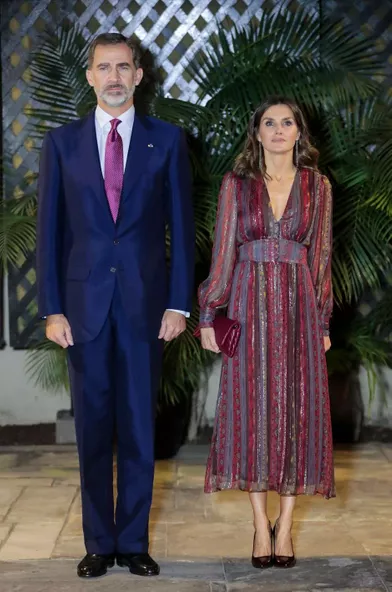 La reine Letizia et le roi Felipe VI d'Espagne à Lima, le 13 novembre 2018