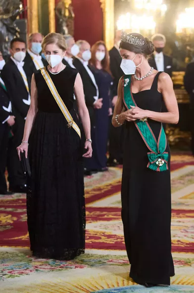 La reine Letizia d'Espagne et LauraMattarella à Madrid, le 16 novembre 2021