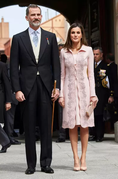 Le roi Felipe VI et la reine Letizia d'Espagne à Alcala de Henares, le 23 avril 2018