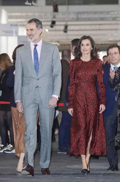 La reine Letizia et le roi Felipe VI d'Espagne à Madrid, le 27 février 2020