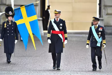 Le roi Felipe VI d'Espagne et le roi Carl XVI Gustaf de Suède à Stockholm, le 24 novembre 2021
