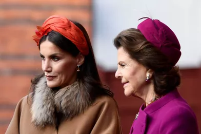 La reine Letizia d'Espagne et la reine Silvia de Suède à Stockholm, le 24 novembre 2021