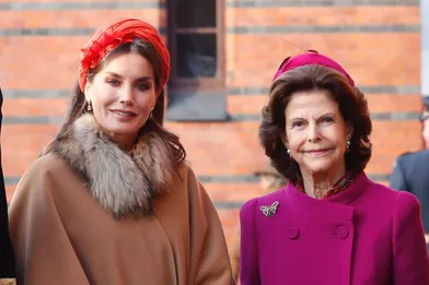 La reine Letizia d'Espagne avec la reine Silvia de Suède à Stockholm, le 24 novembre 2021