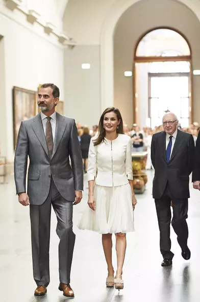 La reine Letizia et le roi Felipe VI d'Espagne à Madrid, le 19 juin 2017