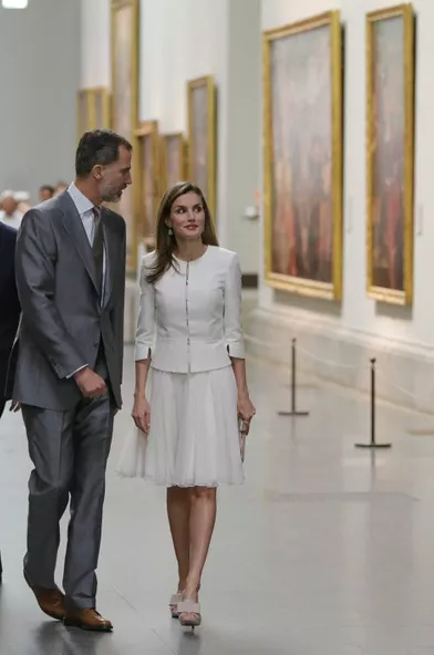 La reine Letizia et le roi Felipe VI d'Espagne au Musée du Prado à Madrid, le 19 juin 2017