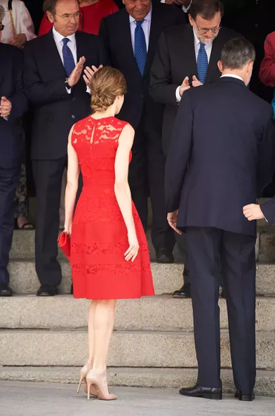 La reine Letizia et le roi Felipe VI d'Espagne à Madrid, le 28 juin 2017