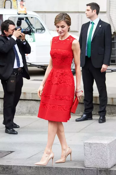 La reine Letizia d'Espagne à Madrid, le 28 juin 2017