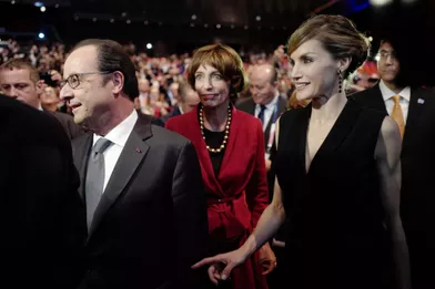 La reine Letizia d'Espagne avec François Hollande à Paris, le 31 octobre 2016