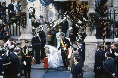 Le prince héritier Henri de Luxembourg et Maria Teresa Mestre le 14 février 1981, jour de leur mariage